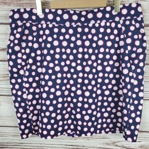 Belyn Key Womens Large Navy w/ White/Pink Spots Essential Golf Skort Skirt Short